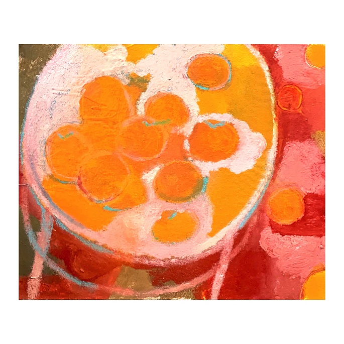 Мандарины на красном столе