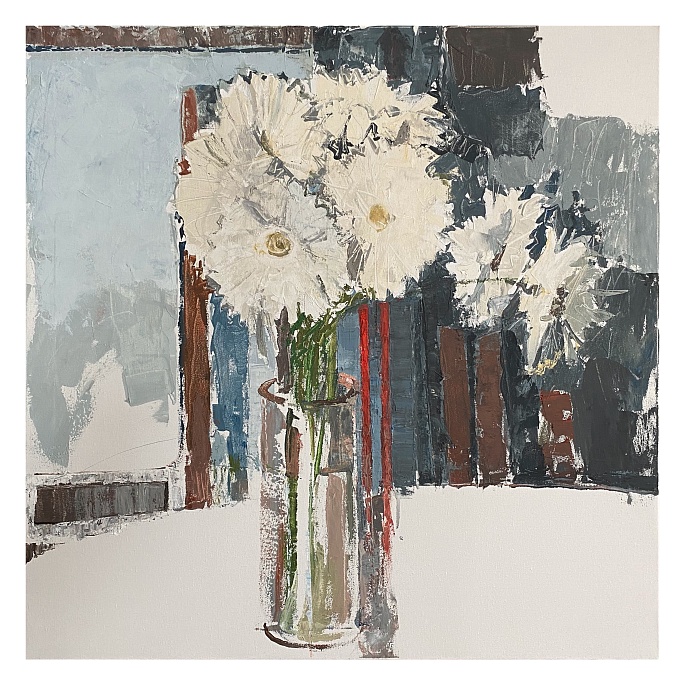 An unfinished picture of a daisy