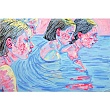 prompt: a group of teenage girls swimming in the water